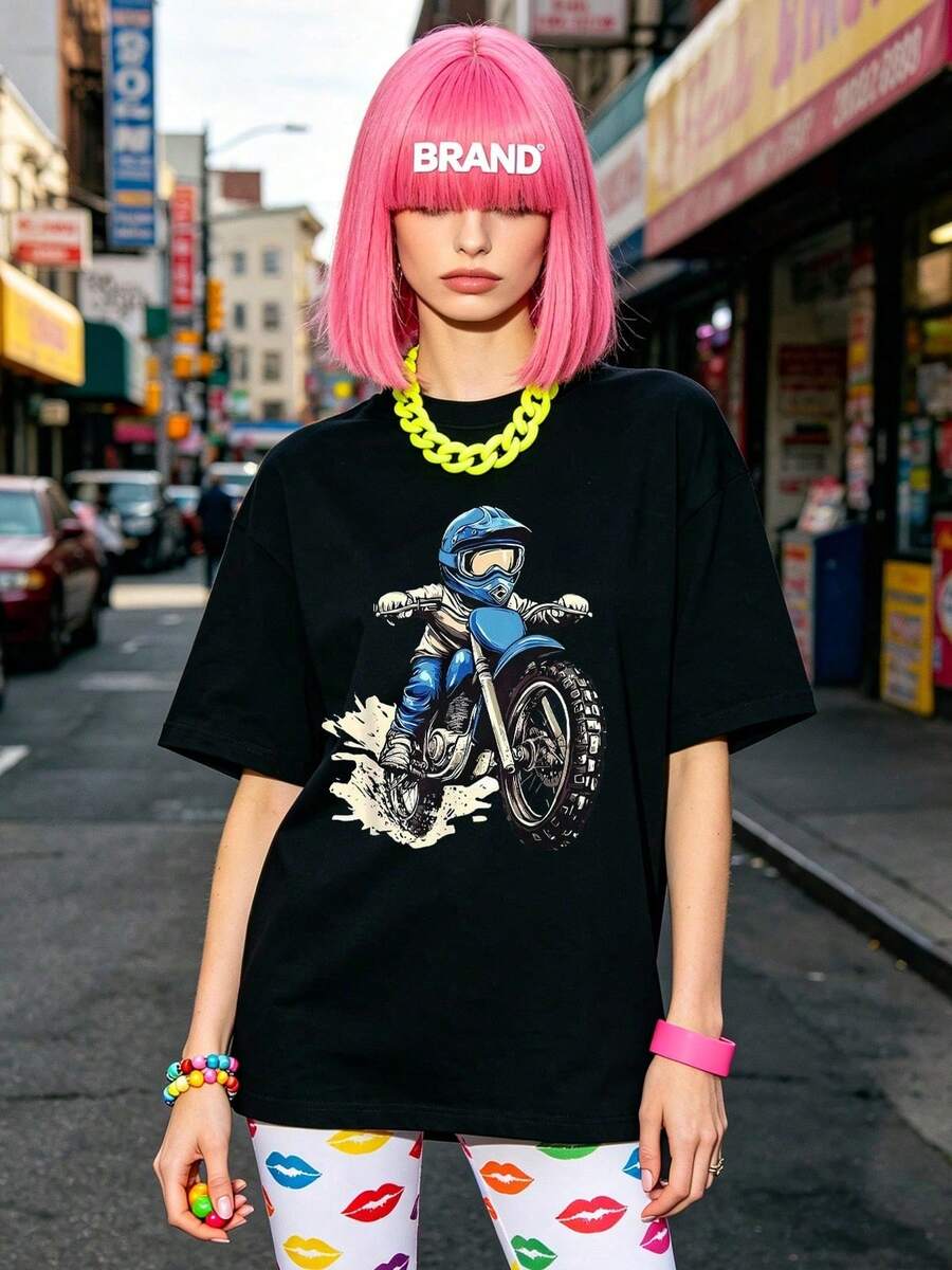 Camiseta de manga corta con cuello redondo suave y casual de verano para mujer, tops para salir, algodón, vintage, estilo callejero europeo y americano, casual deportivo, estilo unisex, estilo casual urbano, tops bonitos, Gen Z, curvas, ropa Y2K, camisetas divertidas, tops para damas, conjuntos de vacaciones para mujer, top lindo, camiseta gráfica, conjuntos de primavera, camisetas holgadas, ropa de calle retro, estilo de los 90, estilo de los 2000, subcultura, top negro, tops blancos, atuendo de fiesta de los 90. Blanco - Negro - Ver 1