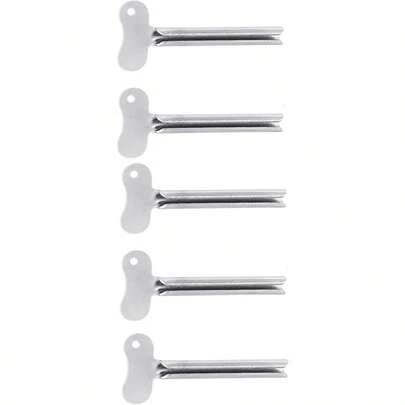 5Pcs Silvery Metal Tube Squeezer Keys, Toothpaste Metal Hair Dye Color Key Roller Dispenser Durable Processing, Toothpaste And Hair Color Dispenser Daily Living Tube Squeezing Aids