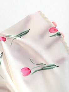 Vestido mini para mujer de alta gama, de estilo retroamericano, con estampado floral, espalda descubierta, corte slim, plisado, cuello asimétrico sin mangas y lunares - Multicolor - Ver 7
