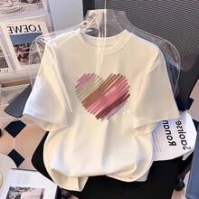 Camiseta con estampado de camisa casual para mujer, manga corta y cuello redondo, moda urbana local de primavera/verano camiseta unisex. RS1E - rosa puro - Ver 2