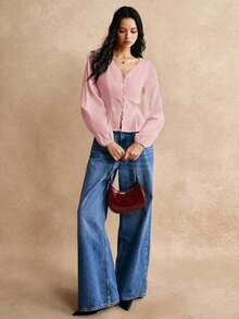 Camisa de algodón blanco con detalles de botones y bordado de encaje en la cintura, camisa de manga larga, camisa de cintura, blusa de encaje, camisa de encaje, camisa de algodón, detalles de cintura elegantes, para uso diario, salida de trabajo, - Rosa - Ver 4