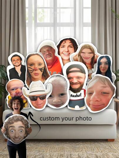 [Customized Product] 1pc Personalized Photo Pillow - 3D Printed Realistic Face And Body Design, Soft Home Decor Pillow, Ideal Gift For Family, Friends And Yourself, Christmas Gift, Thanksgiving Gift