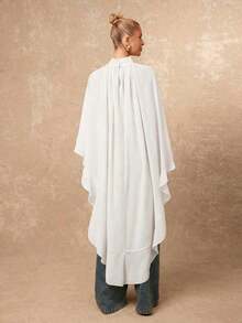 Nueva llegada Blusa elegante de mujer de alta gama con cuello suelto, bajo asimétrico con volantes, parte delantera corta y parte trasera larga - Verde - Ver 10