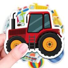 50Pcs Transportation Stickers, Cartoon Vehicle Waterproof Decals For Skateboard, Helmet, Bike, Backpack, Luggage, Laptop & Water Bottle Customization - A - View 3