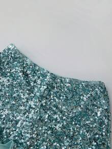 Women's Sequined Shorts Outfit Slim Fit Stylish Strapless Bra Tops and Shorts 2 Pcs Set for Spring  Summer - verde menta - Ver 7