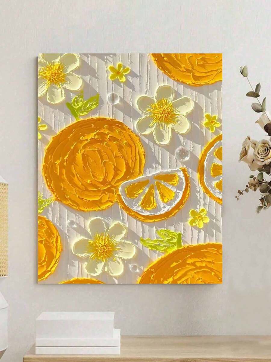 40x50cm/16x20in 橘色檸檬花 DIY 數位油畫 手作手工藝 家居裝飾 節日禮物 - 40*50厘米 - 查看 1