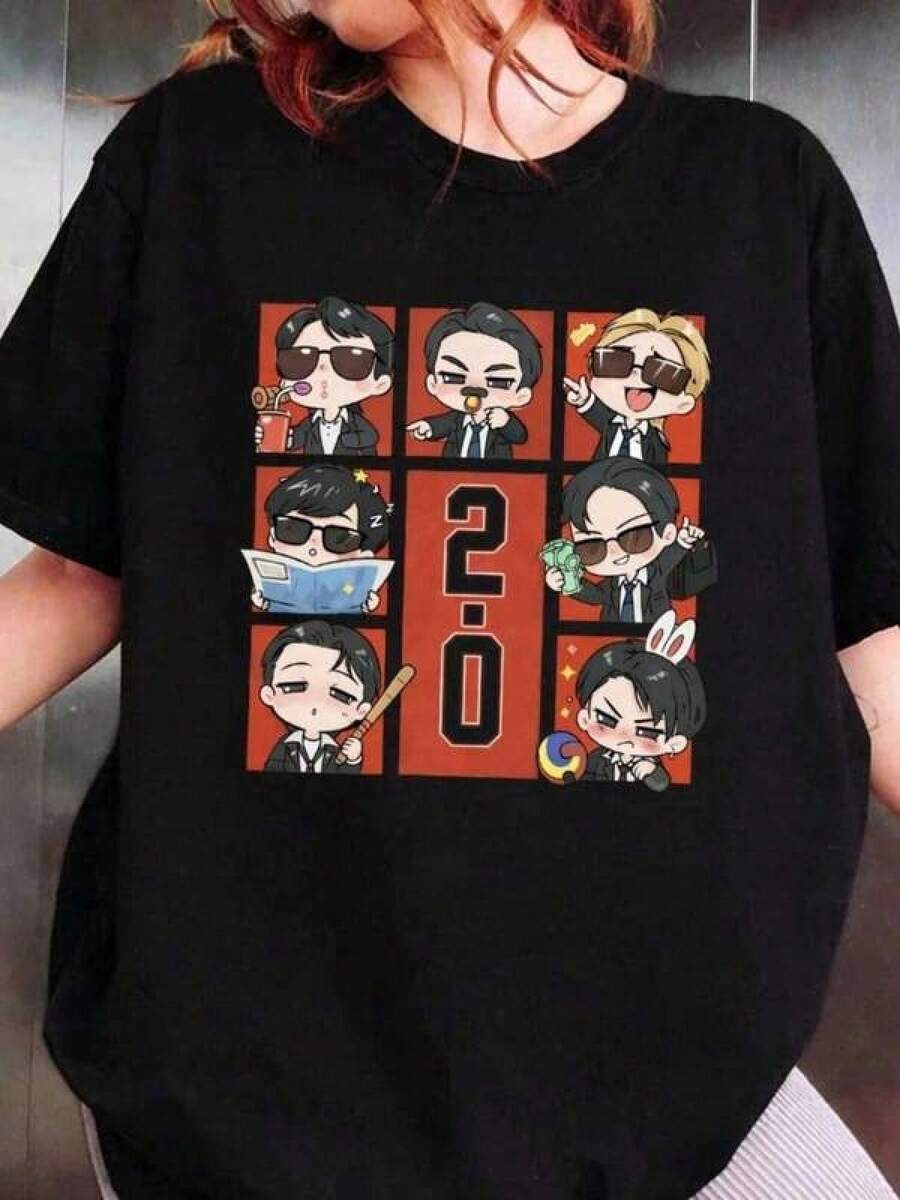 Camisa y Camiseta Casual Elegante para Mujer - 1 UnidadConjunto de camisetas con temática de Arirang, camiseta con de 2.0, regalo hecho por fans para la gira mundial de , corte holgado estilo .Camisetas Casuales para Mujer: Una colección que incluye camisetas casuales, tops y camisetas ideales para el uso diario.Confeccionadas con tejidos ligeros y transpirables, estas prendas presentan una estética de inspiración vintage, lo que las convierte en una excelente opción tanto para la vida universitaria como para conjuntos cotidianos.Los diseños son encantadores y bonitos, con un corte cómodo y favorecedor.Gracias a su estilo clásico, tejidos suaves al tacto y sensación agradable para la piel, estas prendas poseen un distintivo aire de inspiración mexicana. - Negro - Ver 1