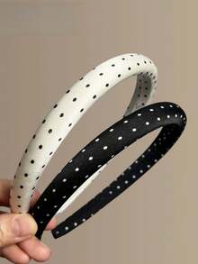 1/2pcs Polka Dot Headband, Minimalist Hairband, Elegant Hair Accessory For Women - Multicolor - View 2