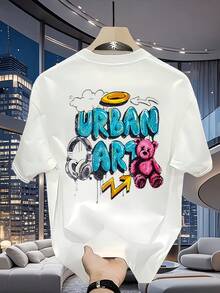 Camiseta de manga corta estampada de marca de moda, unisex, para hombre y mujer, de algodón puro, estilo coreano y japonés, versátil, para uso diario informal en verano. - Blanco - Ver 10