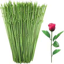 10/20/50pcs Artificial Rose Stems Plastic Green Floral Stems For Flower Arrangement, Bouquet, Wedding Decoration - Green - View 2