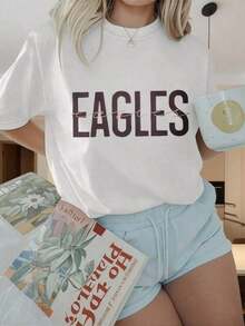 Camiseta Casual de Mujer con Cuello Redondo y Manga Corta, Estampada con el Logo de los , Negra, de Talla Grande, Camiseta de Moda Casual para Mujer, Suave y Cómoda, con Diseño Gráfico para Uso Diario, Adecuada para Fiestas de Navidad, Actividades Deportivas, Fiestas de Vacaciones, Salidas, Deportes y Otros Regalos Festivos.moda mexicana - Blanco - Ver 4