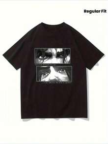 Jayce X Viktor Arcane Camiseta Vintage de Anime Tri-Panel - Tee Unisex de Algodón Negra, Corte Regular con Cuello Redondo, Ropa Casual y para Exteriores Todo el A?o, Lavable a Máquina Harajuku Streetw - Negro - Ver 1
