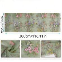 1pc Embroidered Butterfly Sheer Spring Floral Table Runner, Seasonal Spring/Summer Kitchen Dining Room Decor, Suitable For Wedding, Shower, Birthday Party - Green - View 6