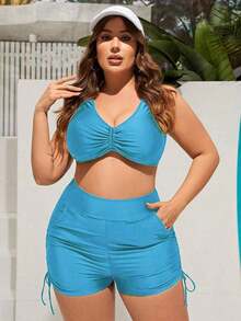 Swim Talla grande Bottom de bikini con cordón lateral - Celeste - Ver 5