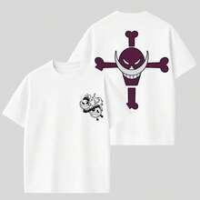 Camiseta Oversized One Piece Ace Anime Manga Moda Geek - Blanco - Ver 2