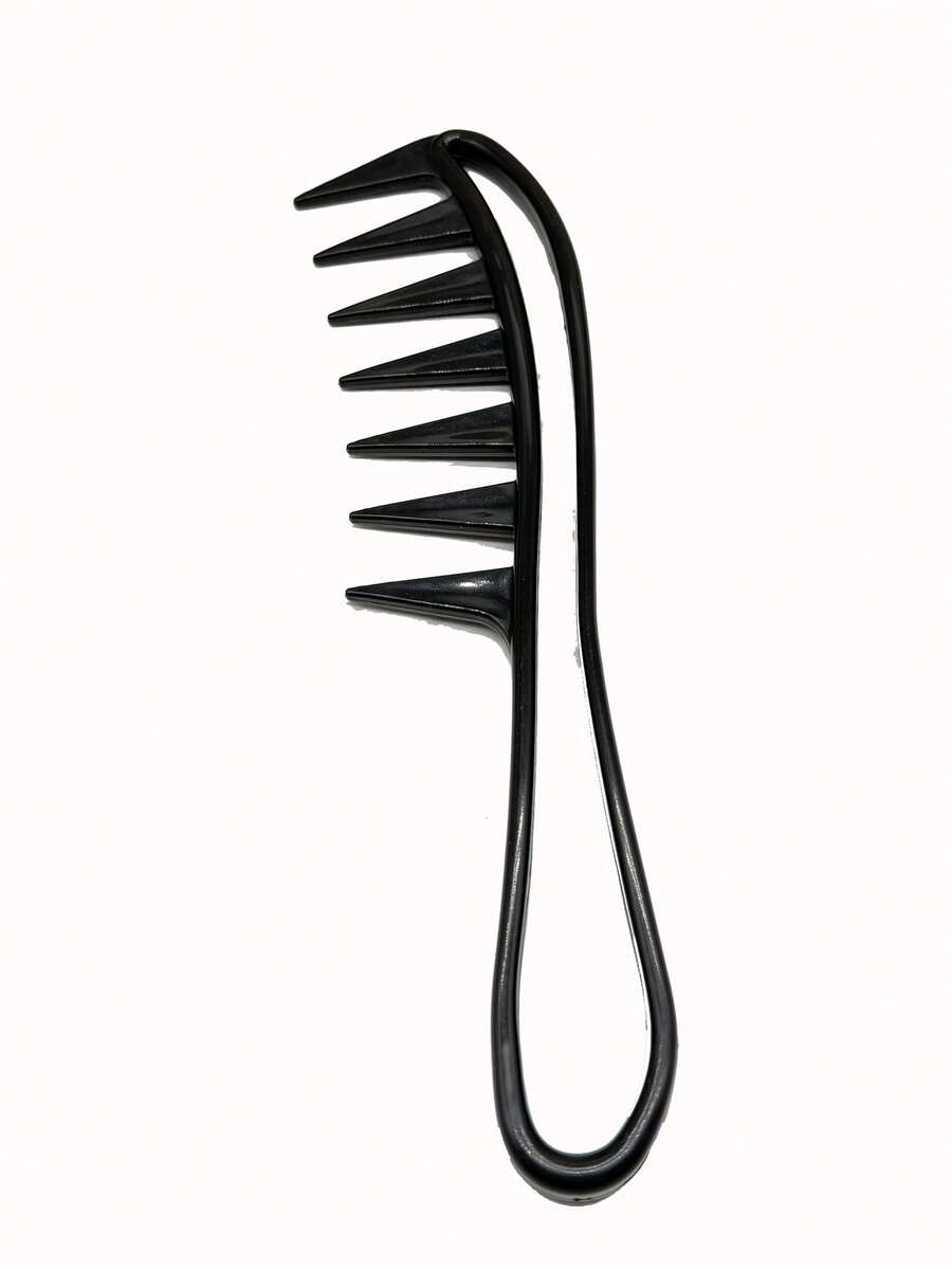 Men's Black Plastic Comb, 7-Tooth Salon Hair Styling Comb - Black - View 1