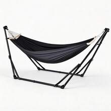 Hängematte und Hängesessel mit klappbarem Gestell, tragbares Hängemattengestell-Set für den Outdoor/Indoor Garten Terrasse Camping Deck - Schwarz - Übersicht 9