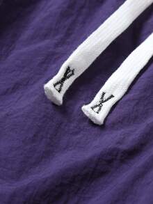 Amerikanischer Streetstyle Lila & Weiß Farbblock Gestreifte Sportshorts für Herren, Kordelzug Taille Locker Atmungsaktiv 5-Zoll Lässige Hose - Violett - Übersicht 6
