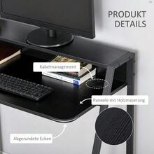 Stylish Computer Desk With Storage And Cable Management, Metal, Black, 84x45x85cm, For Home Office And Study - A - 查看 7