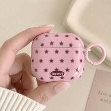 Minimalist Pink & Beige Star + Circle Earphone Case Suitable For Airpods 4th Gen, Cute Earphone Cover For Airpods 2/3/Pro 2/3, Korean Style Protective Case For Couples - Multicolor - View 7