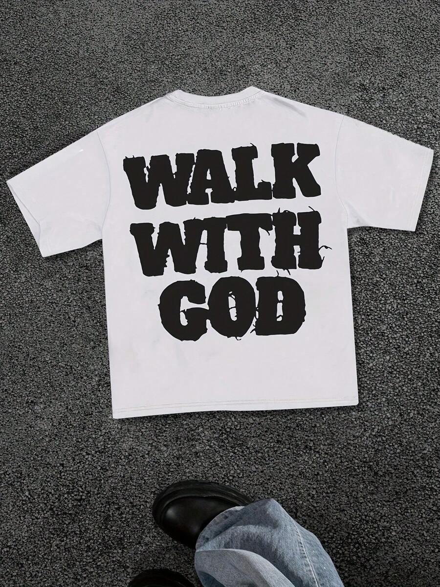 Camiseta Casual de Manga Corta para Hombre - Estampado por transferencia térmica con patrón geométrico, tejido de punto transpirable 100% poliéster, corte regular con diseño de cuello redondo, adecuada para actividades al aire libre en verano y uso diario. - Blanco - Ver 1