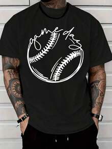 Camia Casual de Hombre con Diseño Gráfico de Béisbol y Frase Game Day,Estilo Moderno y Cómodo para el Día a Día  Ideal para regalar. Camisetas para mujer, camisetas para hombre, camisas > Elegantes. Estilo bohemio. Blusas suaves, transpirables y cómodas para mujer, ideales para primavera, verano y otoño, perfectas para vacaciones, viajes y uso diario, y para ver partidos. - Negro - Ver 1