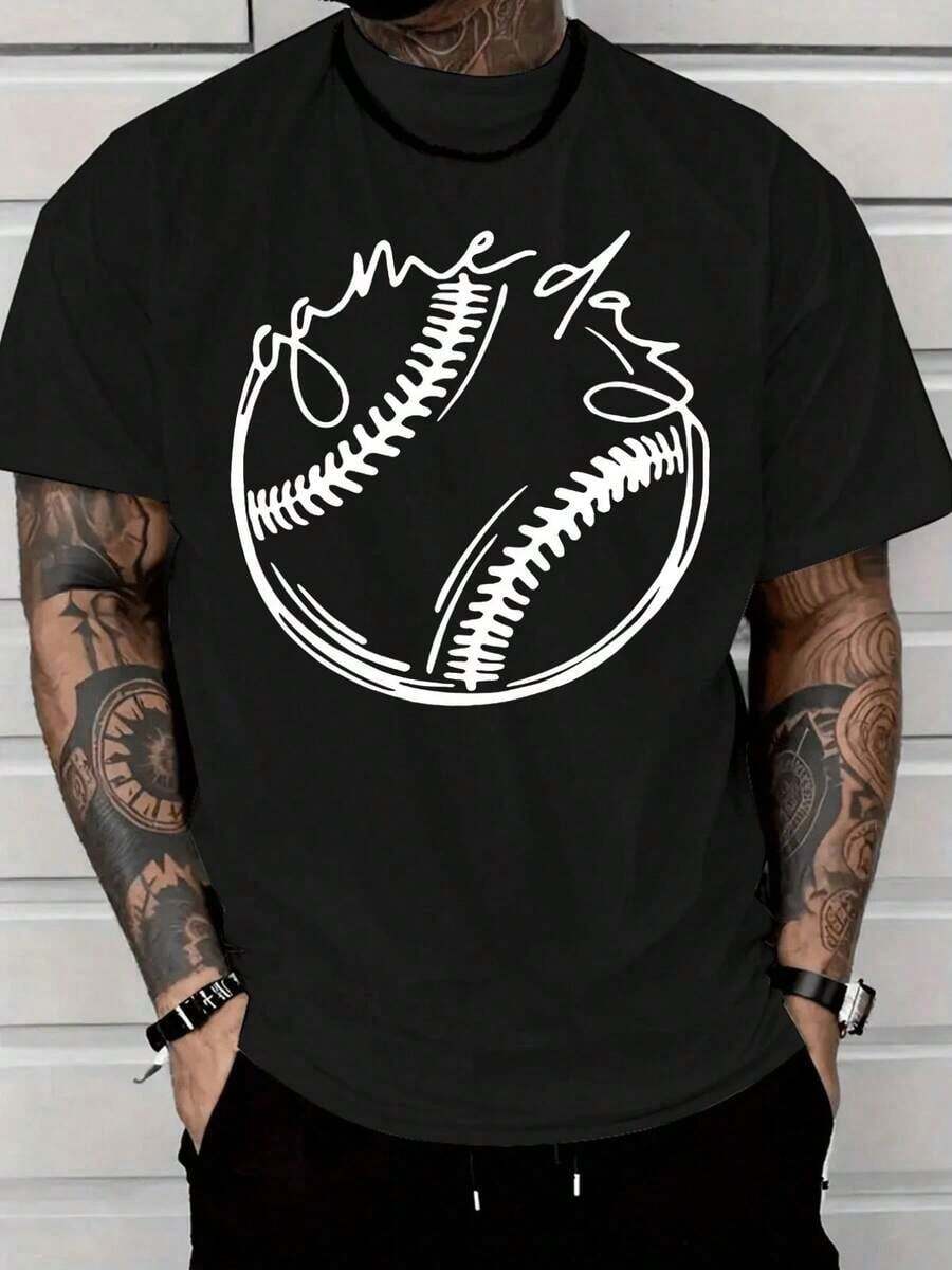 Camia Casual de Hombre con Diseño Gráfico de Béisbol y Frase Game Day,Estilo Moderno y Cómodo para el Día a Día Ideal para regalar. Camisetas para mujer, camisetas para hombre, camisas > Elegantes. Estilo bohemio. Blusas suaves, transpirables y cómodas para mujer, ideales para primavera, verano y otoño, perfectas para vacaciones, viajes y uso diario, y para ver partidos. - Negro - Ver 1