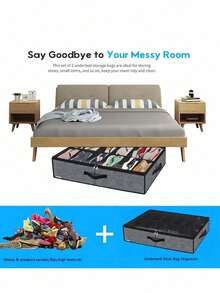 1pc 12-Grid Foldable Fabric Shoe Box With Transparent Cover And Dual Handles - Non-Woven Material Under Bed Shoe Storage Box, Stackable To Save Space, Suitable For Sneakers, High Heels, Socks, Closet, Dorm And Bedroom - Dark Grey - View 3