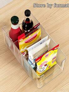 Durable Shatterproof Plastic Made Transparent Storage Box With Removable Dividers, Adjustable Compartment Layout, Suitable For Modern Kitchen And Office Use. Multifunctional Divided Tray, Can Be Used In Refrigerator, Wardrobe, Bathroom To Store Tea Bags, Spices And Tools. Kitchen Organizer Storage Box - Multicolor - View 5