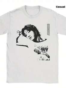 Camiseta Gráfica P1Harmony  2025  Idol - Unisex, con DUH! y Retratos de los Miembros - Cuello Redondo Manga Corta Casual, Adecuada para Hombres y Mujeres - Blanco - Ver 1