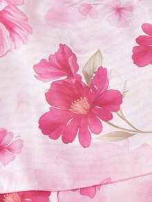 MOD Vestido elegante de mujer con estampado floral, cintura fruncida y tirantes largos para fiesta - Rosa - Ver 7