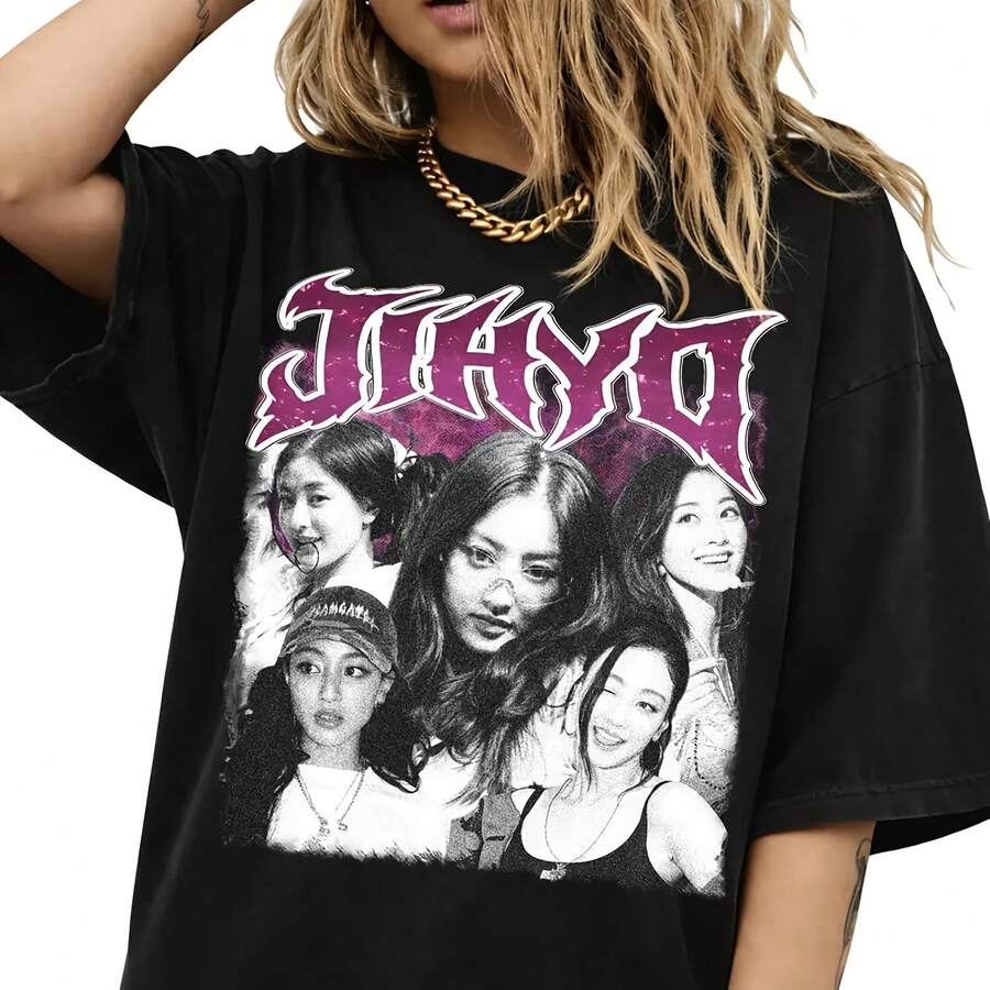 Jihyo Vintage BShirt Retro - Negro - Ver 1