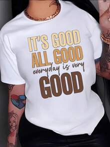 Inspiring Text That Expresses A Positive Attitude And Confidence, Highlighting The Optimistic Energy Of Everyday Life With Large Letters In Warm Tones. Comfortable Casual Women's T-Shirt For Everyday Wear - 白色 - 查看 1