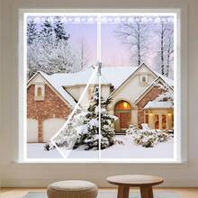 Winter Bedroom Windproof Cold-Proof Transparent Thermal Insulation Curtain, Sealing Window Curtain, No-Drill Installation, Cold And Warm Air Barrier, Thickened Windproof Insulation, High-Definition Transparent Film - Transparent White Zippered Thermal Curtains - View 7