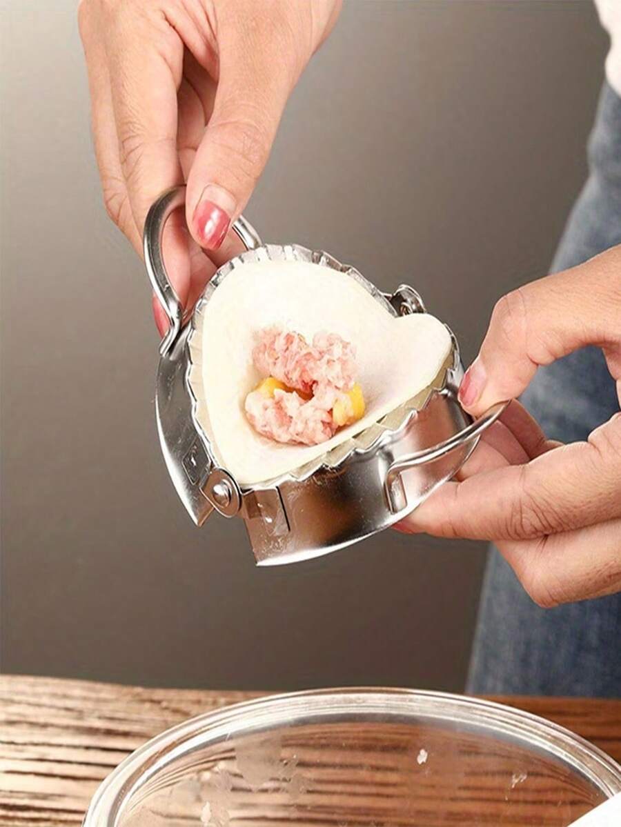 1 pieza Molde de acero inoxidable para empanadillas, cortador de masa, molde para tartas, cuchillo de cocina para masa, cortador de masa para repostería, molde para tartas, molde para envoltorios de empanadillas/dim sum/wantán, accesorios de cocina, herramienta de masa sencilla, apta para hacer tartas, empanadillas, wantanes, repostería - Plateado - Ver 1