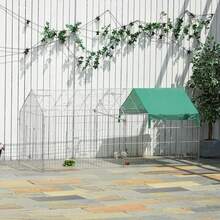 Outdoor Enclosure, Small Enclosure For Guinea Pigs, Playpen With Cover, Outdoor Steel Enclosure For Small Animals - 白色+綠色 - 查看 1