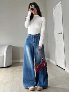 Body de mujer con cuello alto y manga larga, de uso casual - Blanco - Ver 5