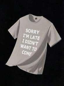 NEON BLANC Short-Sleeved Crew Neck T-Shirt With Letter Print, Casual And Versatile For Everyday Use - Abu-abu - View 6