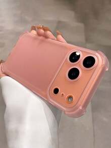 Luxury Pink Screen Protection Semi-Transparent Matte Reinforced Corners Solid Color Skin-Touch Material Shock-Proof Protective Phone Case Compatible With Iphone 17 Pro Max 17 Pro 17 16 15 14 13 12 11 Pro ProMax Plus Anti-Drop Back Cover Spring Birthday Anniversary Gift - Transparent Powder - View 3