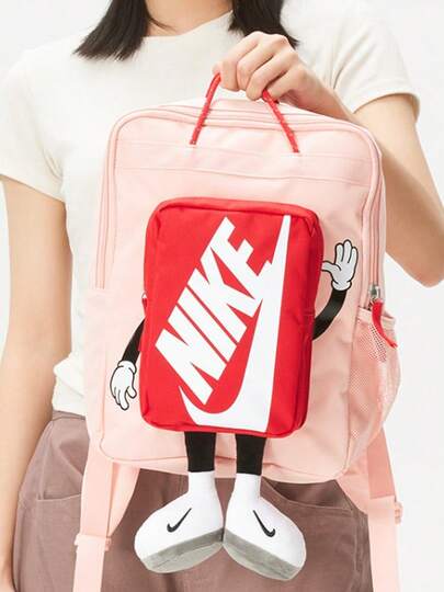 Nike حقيبة ظهر نايكي بوكسي بألوان متداخلة، مزودة بأحزمة كتف مريحة قابلة للتعديل، مصنوعة من القماش، مقاس للأطفال، برتقالي/وردي