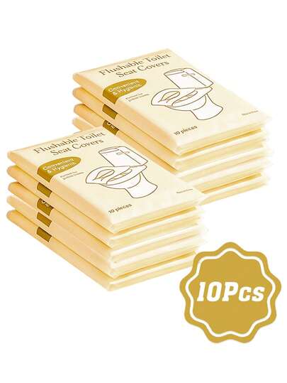 10pcs Flushable Disposable Toilet Seat Covers,Portable Toilet Seat Liners,Individually Wrapped,Toilet Seat Covers, For Travel,Airplane Travel,Camping,Hotel, And Public Bathroom,Public Restrooms,Essential Accessories,For Adult, Pregnant Mom,Women