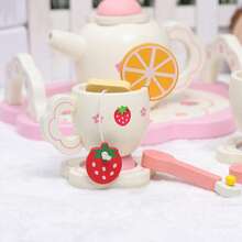 Children's Simulation Afternoon Tea Party Set, Girls Role Play Tea Set Wooden Toy Set, Early Education Interactive Playhouse Toys, Children's Kitchen Game Set, Party Decorations Toys, Children's Birthday Christmas Gifts - Tea Set Series - View 8