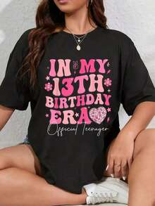 Camiseta Retro 100% Algodón "En Mi Era del 13º Cumpleaños" para Adolescentes de 13 Años, Camiseta Gráfica Oficial para Hombre y Mujer, Cuello Redondo, Estilo Clásico, Moda Verano, Vacaciones - Negro - Ver 6