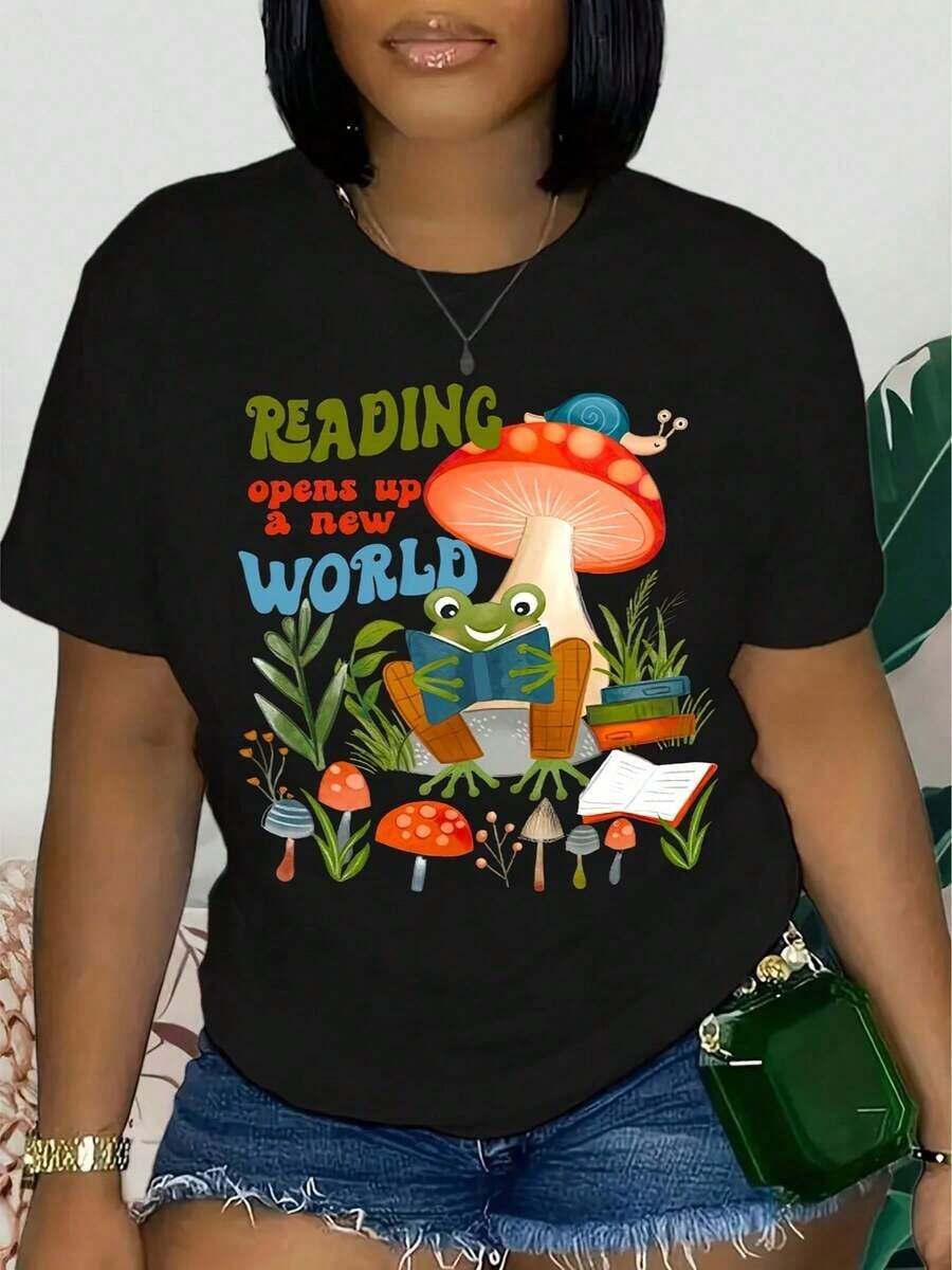 New Arrivals For Summer.Women's Soft Breathable 100% Cotton Short Sleeve T-Shirt - Teacher Themed Graphic Print, Casual Crew Neck Top For Back To School Season, All-Around T-Shirt For Educators And Moms, Teacher T-ShirtBlouse,Shirt > Beautiful. - 黑色 - 查看 1