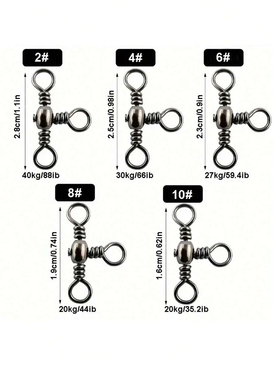 30 chiếc/túi Khóa xoay câu cá 3 chiều, Khóa xoay hình chữ T bền chắc, Đầu nối câu cá - Nhiều màu - Xem 1