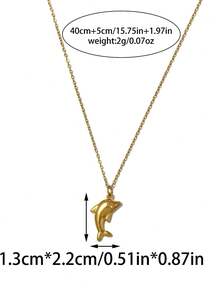 Mazuer 1 chiếc dây chuyền mặt hình vỏ sò và cá voi kiểu Pháp bằng thép không gỉ, mạ vàng 18K, phụ kiện trang sức nữ đeo hàng ngày. - Vàng - Xem 9