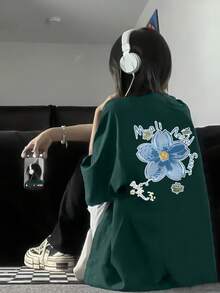 Edición Limitada: Camiseta de Manga Corta para Mujer, Diseño de Verano, Ajustada, con Estampado de Dibujos Animados, Camiseta de Manga Corta Pura, Top, Camiseta Interior  3333Algodón Ligero - Azul - Ver 5