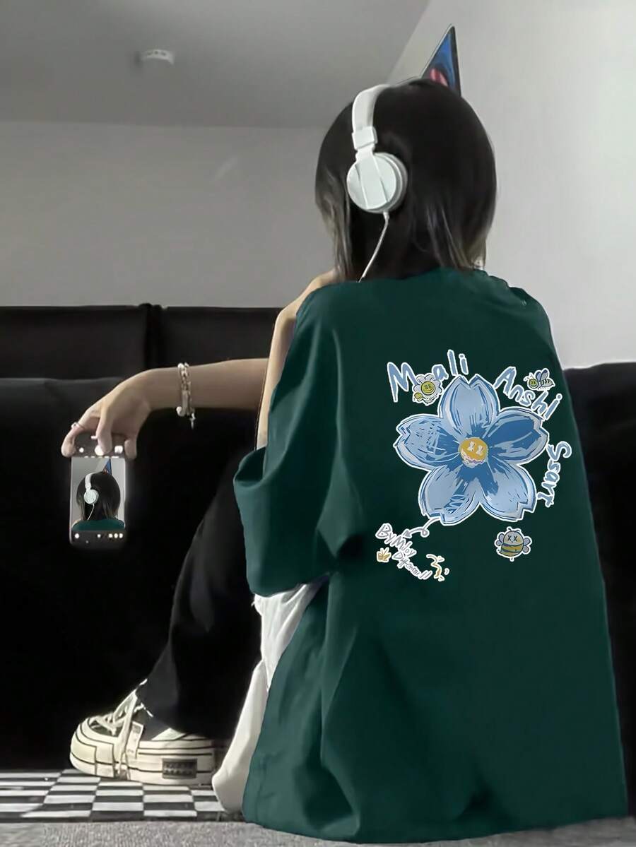 Edición Limitada: Camiseta de Manga Corta para Mujer, Diseño de Verano, Ajustada, con Estampado de Dibujos Animados, Camiseta de Manga Corta Pura, Top, Camiseta Interior 3333Algodón Ligero - Verde - Ver 1