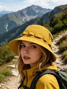 1件女款戶外登山露營水桶帽，夏季防紫外線快乾可折疊收納遮陽帽 - 多色 - 查看 3