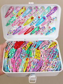 30pcs/Set Colorful Cartoon Candy Printed Water Drop Hair Clips, Enamel Hairpins For Girls, Daily Use - Multicolor - View 1